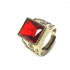 Кластерные кольца Red Stone's Ring's Ring Luxury Antique Bronze Помечено к 7-11 рыцарским украшениям пальца