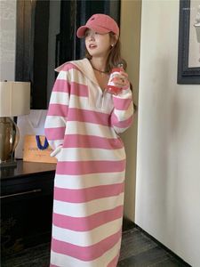 Vestidos casuais para mulheres 2023 outono inverno solto grande tamanho coreano moda versátil robe elegante e bonito feminino