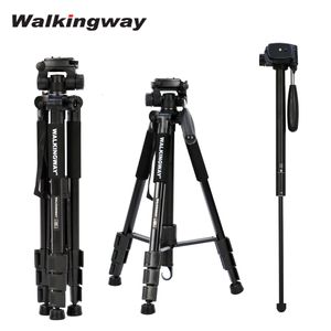 Tripods Walkingway Q222 Portable Camera Tripod Stand Aluminum Travel Tripode Monopod for Pography Video Digital SLR DSLR Camera 230419