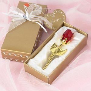 Parti Favor Kristal Cam Gül Çiçeği Kutuda Mini Sonsuza Kadar Kırmızı Altın Kız Arkadaşı için Yapay Düğün Hediye Anneler Günü