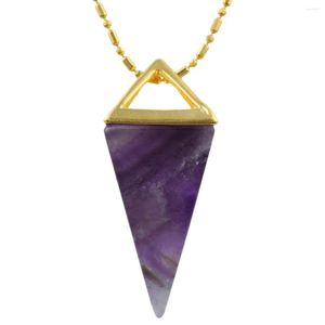 Подвесные ожерелья Sunyik Natural Amethyst Crystal Gem Stone Pyramid Конус