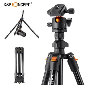 Tripods K F Concept 62.99 Inch Camera Tripod for DSLR Portable Aluminum Travel Tripod with 360 Degree Panorama Ball Head Quick Release 230419