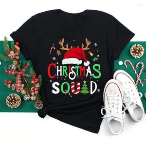Women's T Shirts Family Christmas 2024 Squad Tshirts Matching Santa Reindeer Team Unisex T-shirt Crew Ladies Tee Female Shirt