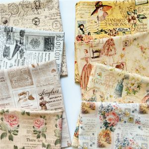 Kumaş vintage spaper kız yağlı boya kız pamuk kumaş dik giysiler elbise kumaşlar diy kapitone iğne işleri patchwork malzeme 230419