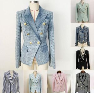 Kadın Tasarımcı Erkekler için Takımlar Blazers Bahar Sonbahar Kış Ceketleri Sıradan Pamuk Pamuk Kot İnce Ceket Tasarımcı Stiller Çizgiler Ekose Desen Kot Heans#