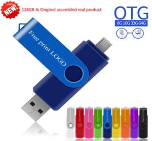 USB Flash Driving OTG 128G 9 ROLOR PEN DRIVE Pendrive Kişiselleştirilmiş USB Stick 64GB Akıllı Telefon Spin Logosu Microusb Kişisel Şarjil8552695