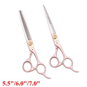 Hair Scissors 5.5 6 7 Japan Steel Professional Hairdressing Scissors Hair Thinning Barber Scissors Set Hair Cutting Shears 440C Scissors 9105# 230419