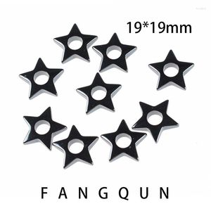 Kolye Kolyeleri Doğal Taş Hematit Siyah Pentagram 19 19mm Boncuk Magnetik Olmayan Takı DIY Kolye Aksesuarları Kadın Erkekler