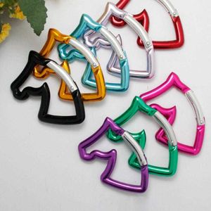 5 PCSCarabiners 1PC Carabiner Horse Head Locking Hanger Aluminum Alloy Carabiner Keychain Dazzling D-ring Buckle Snap Hook Clip Climbing Hooks P230420