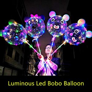 20 inç parlak bobo balon şeffaf LED parti doğum günü düğün dekorasyonu için ışıklı balonlar
