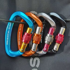 5 PCSCarabiners 25KN Mountaineering Caving Rock Climbing Carabiner D Shaped Safety Master Screw Lock Buckle Escalade Equipement P230420
