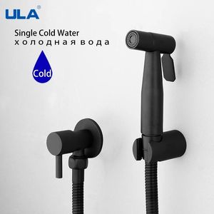 Bathroom Shower Heads ULA Black Portable Bidet Sprayer Stainless Steel Toilet faucet Cold Shattaf Jet Set enema shower for ass 230419