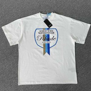 Tasarımcı Moda Giyim Tees Hip hop Tişörtleri Rhude Amerikan Yaz Bayrağı Logosu Baskılı Kısa Kollu Tişört Erkek Kadın Burcu Streetwear Spor Giyim Üstleri