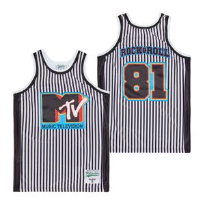 Basquete de filme 81 rock roll jersey Televisão Televisão da MTV High School Black Retro Hiphop para fãs de esportes Pure Cotton College Summer camisa Hiphop