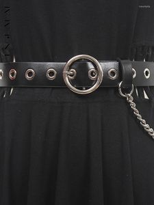 Belt111 Engpalae Kadın PU Deri Metal Halka Delik Kemer Bel Zinciri Tase Düz Renk Ayarlanabilir Lüks Moda Kadın 1390