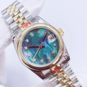 Высокое качество ST9 Стальной двухцветный фиолетовый Sheel с бриллиантовым циферблатом 31 мм Автоматические механические женские наручные часы Юбилейный ремешок с сапфировым механизмом Женские часы U1F Watch