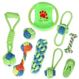 9pcs/set interaktif köpek oyuncak paketi evcil hayvan çiğneme evcil hayvan oyuncak yıkanabilir pamuklu ip oyuncakları köpek yavrusu diş çıkarma oyuncakları malzemeleri i0420