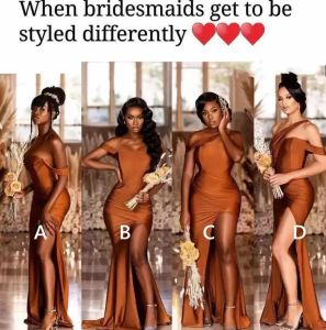 Nigerian Elegant Mermaid Bridesmaid Dresses Off Shoulder Neck Maid of Honor Gowns Wedding Guest Evening Prom Wear 2023 BM0924