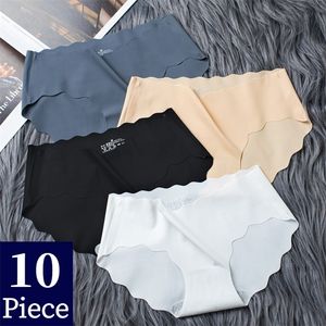 Women's Panties BZEL Solid Seamless Women's Panties 10PCS/Set Silk Satin Underwear Sports Breathable Briefs Comfort Lingerie Underpants 230420