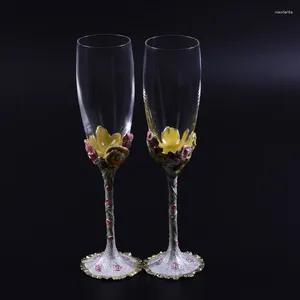 Şarap Gözlükleri Yaratıcı Hediyeler 2pcs/Set Kişiselleştirilmiş Düğün Kupası Şampanya Kırmızı Gelin Damat Çiçek Parti Dekoru Kızarmış Goblet