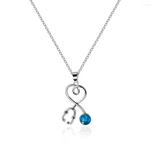 Ожерелья-подвески стетоскоп для женщин серебряного цвета с кристаллами циркона, эстетическое колье-цепочка, ювелирные аксессуары, подарок KBN041
