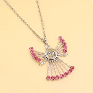 Anhänger Halsketten 10 teile / los Großhandel Große Klare Rosa Kristall Strass Engel Halskette Für Frauen Aussage Snap Schmuck