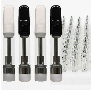 Thick Oil Vape Cartridges 1ml Atomizers Empty Flat Screw in Tips Ceramic Coil E-cigarette Carts 510 thread Atomizer White Black Mouthpiece Custom Logo Packaging Box