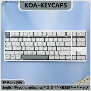 Klavyeler Kbdiy Mac Stil Key Kapakları PBT KOA Profili Japon Rusya Koreli Mekanik Klavye ISO 7U Beyaz 138 Anahtarlar Cap Q231121