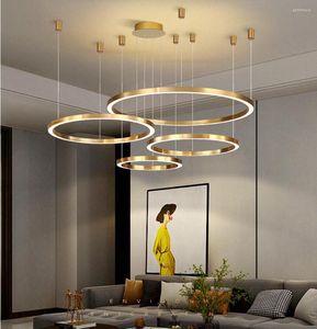 Avizeler Led Kolye Lamba Oturma Ofis Binası Lobi Yüzüğü Nordic Lüks Modern Yaratıcı Kombinasyon Hang Light