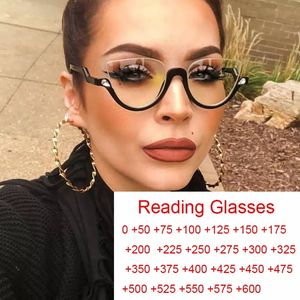 Станки для чтения роскошные бренды полумочные очки для кошачьего глаза Женщины против синего света рецептурные очки.