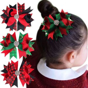 Meapwear Saç Aksesuarları 30 PC/LOT Noel Saç Bow Saç Klipler Bebek Bebek Noel Şerit Yay Barrettes Rhinestone Saç Teslimleri Çocuklar için Noel Meatwear 231121