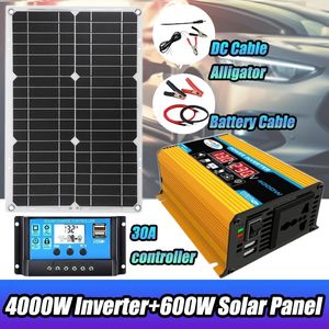 Chargers 12V to 110V220V Solar Panel System Battery Charge Controller 4000W Inverter Kit Complete Power Generation 231120