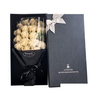 Dekoratif çiçek çelenkleri el yapımı 18pcs sabun gül buket yapay çiçek bitki mariage doğum günü Noel düğün sevgililer da dhgvz