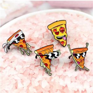 Yürüyüş Cool Pizza Emaye Broşlar Dinamik Komik Garip Pin Karikatür Sevimli Pizza Rozeti Çocuklar için Pizza Takı Hediyesi GC2059