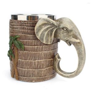Kupalar Afrika tarzı hindistancevizi ağacı fil foup paslanmaz çelik reçine içecek su kahve bira bardak bar ev tankard yaratıcı hediye
