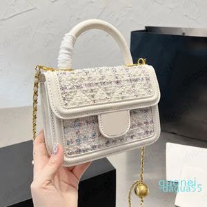 Fransa Kadınlar Erken Sonbahar Klasik Mini Flep Tweed Kapitalı Çantalar Aşk Altın Top Tase Totes GHW Crossbody Omuz Kozmetik Kılıf