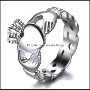 Band Rings Classic Northern Style Claddagh Heart Ring Beautif Gelinler Nişan Düğün Mücevher Damla Teslimat Dh0hu