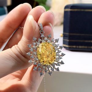 Flor cortada topázio diamante pingente 100% real sterling sier festa de casamento pingentes colar para mulheres nupcial promessa jóias