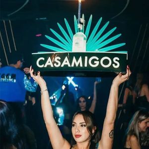 Светодиодная подставка для бутылок текилы Casamigos, неоновая вывеска, VIP-сервис, Glorifier для ночного клуба, бара, оптовая продажа, логотип с подсветкой от аккумулятора
