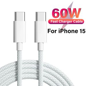 Оригинальный кабель USB-C для быстрого зарядного устройства PD 60 Вт для iPhone 15 Pro Max, провод типа C-C, Xiaomi Redmi, Huawei, кабель для быстрой зарядки