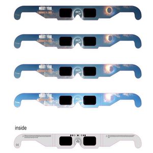 2000 Pz Può personalizzare il logo Occhiali di carta per eclissi solare anulare eclissi solare pellicola nera Occhiali da vista Proteggi i tuoi occhi Sicuro