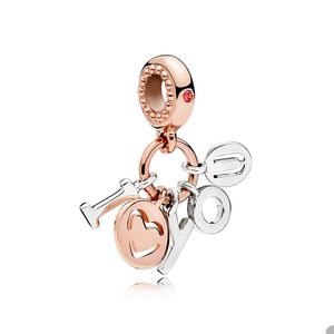 Gül Altın Mektup Pandora 925 STERLING Gümüş Yılan Zinciri Bileklik Bileklik Yapma Charms Womens Kolye Takı Bulguları Orijinal Kutu ile