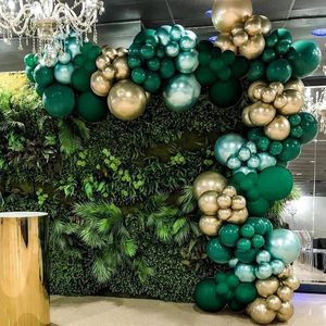 Parti Dekorasyonu 119/88pcs Metalik Altın Koyu Yeşil Lateks Balon Çelenk Kiti Jungle Vahşi Düğün Düğün Düğün Outerdoor Bebek Duş Dekor