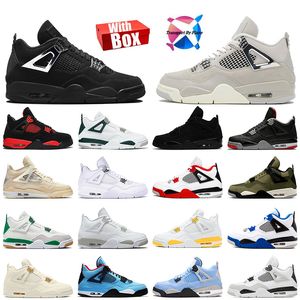 J4 4S Basketbol Ayakkabıları ile Kutu J4 Jordens4 Krom Kara Kedi Yetiştirilmiş Orta Zeytin 2024 Yeni Tasarımcı Sneakers UNC Red Thunder Dhgate Kadınlar Erkek Eğitmenler