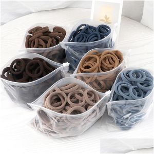 Head Bands 50pcs/Set Kadın Kızlar Temel Saç Bantları 4cm Basit Düz Renkler Elastik Kafa Bandı Halatları Aksesuarlar At kuyruğu Ho Dhgarden Otver