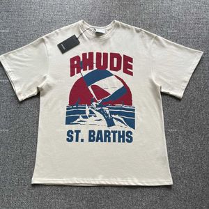 Дизайнерская модная одежда Футболки Футболки Rhude Windsurf Sailing Vintage English Printed Street Футболка с коротким рукавом Топы Уличная одежда Хип-хоп Спортивная одежда оптом