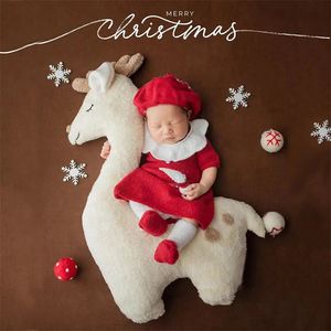 Set di abbigliamento nati Baby Pography Abbigliamento Natale Neonato Ragazzo Ragazza Costumi di Babbo Natale Posa Cuscino Cervo Giro a cavallo Po Puntelli Posa Fagiolo 231120