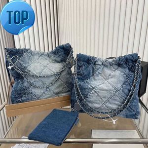 Umhängetaschen CC 22 Denim Grand Shopping Tote Reisedesigner Frau Sling Body Teuerste Handtasche mit Silberkette Gabrielle QuiltedE