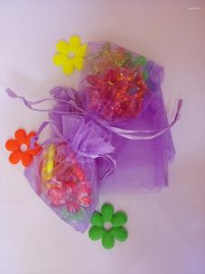 Мешочки для ювелирных изделий 25x35 см 100 шт./лот Рождественские сумки из органзы Светло-фиолетовый мешок на шнурке для еды/ювелирных изделий/конфет Подарочная маленькая упаковка