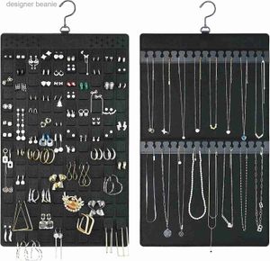 Jewelry Stand 300Pairs Hanging Jewelry Organizer Bag for Earrings Ear Necklace Bracelets Display Storage Double Sided Felt Rotating HangerL231121